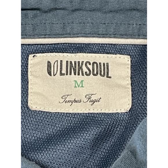 LinkSoul Button Up Shirt Men's (M) Tempus Fugit Short Sleeve Blue Organic Cotton - Picture 8 of 9